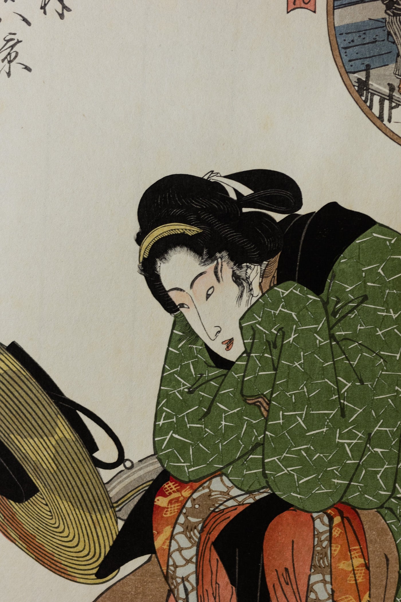 外と内姿八景・桟橋の秋月・九あけの妓はん
Eight Views of Figures Inside and Outside / Yanagi bashi no shugetsu / Kuake no kihan