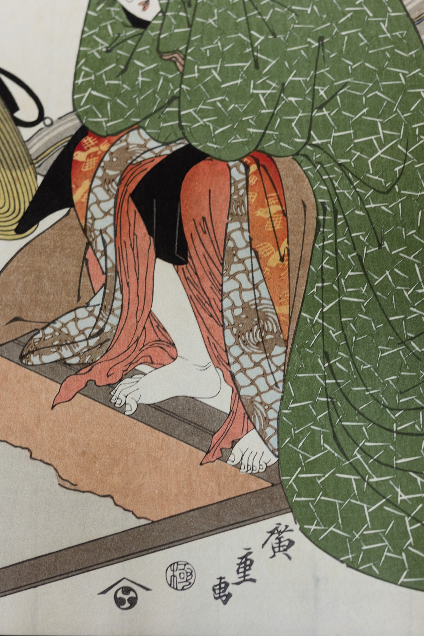 外と内姿八景・桟橋の秋月・九あけの妓はん
Eight Views of Figures Inside and Outside / Yanagi bashi no shugetsu / Kuake no kihan