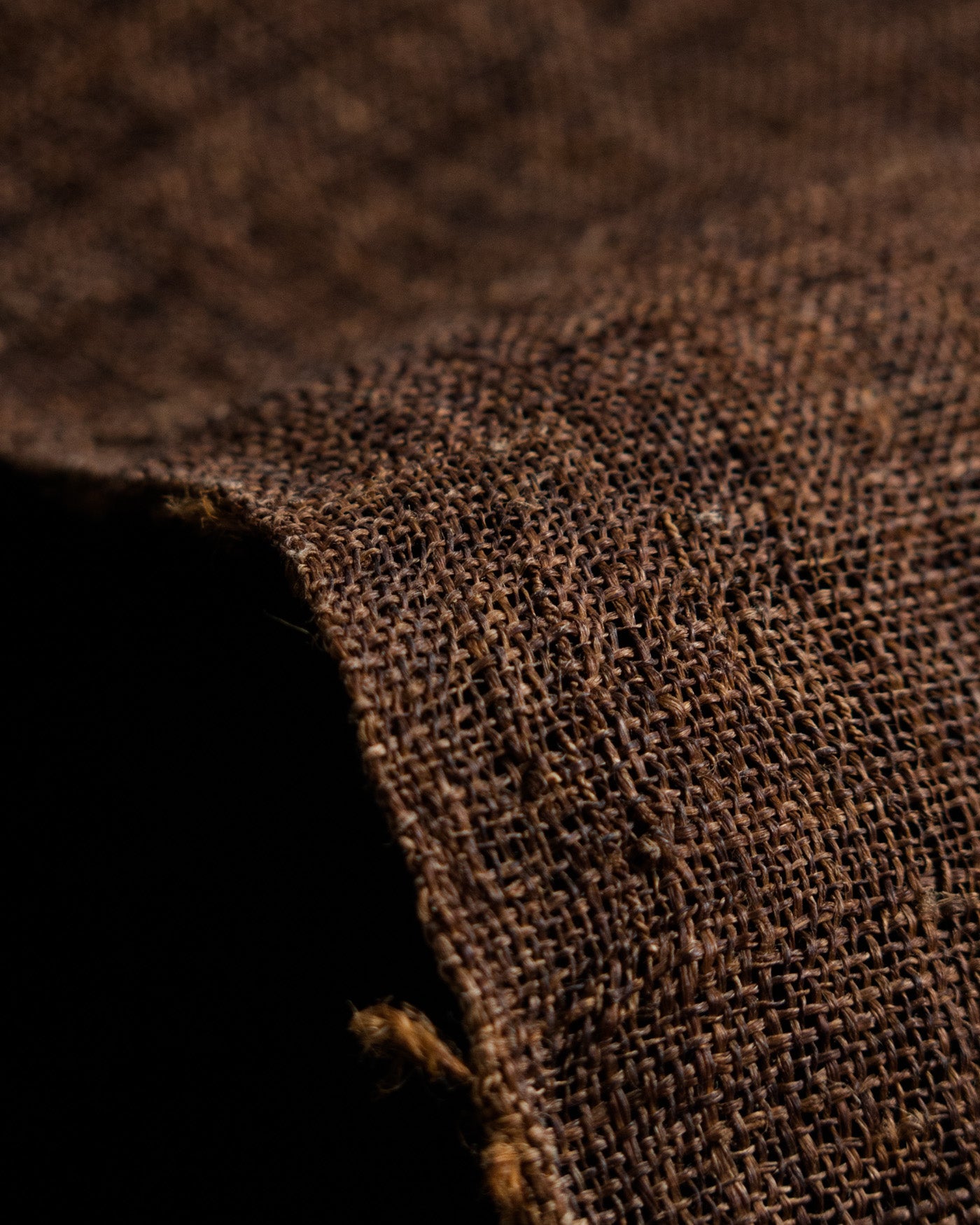 柿渋染手織古麻布 Antique Persimmon Dyed Hemp Cloth